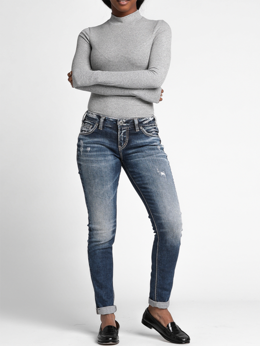 Girlfriend Mid-Rise Skinny Jeans by Silver Jeans