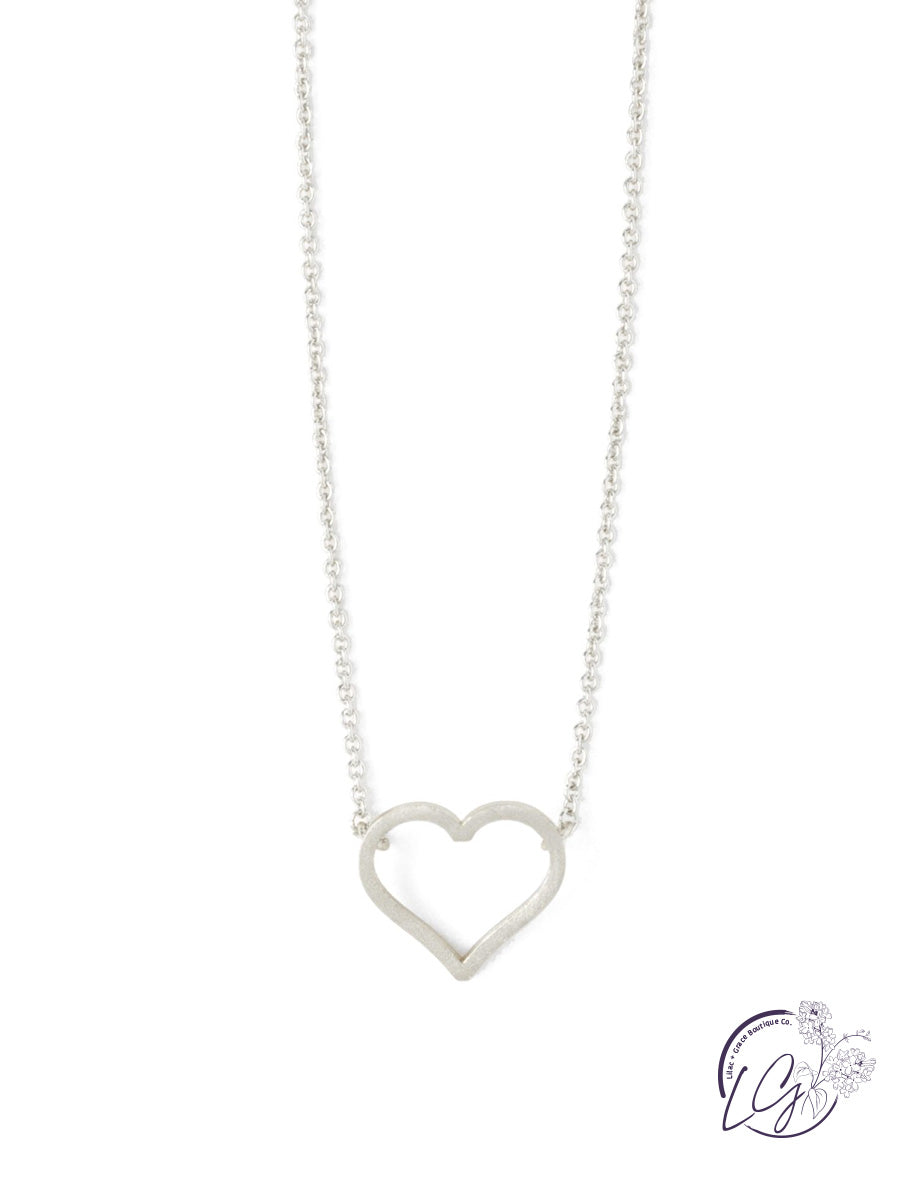 Small Brushed Heart Necklace