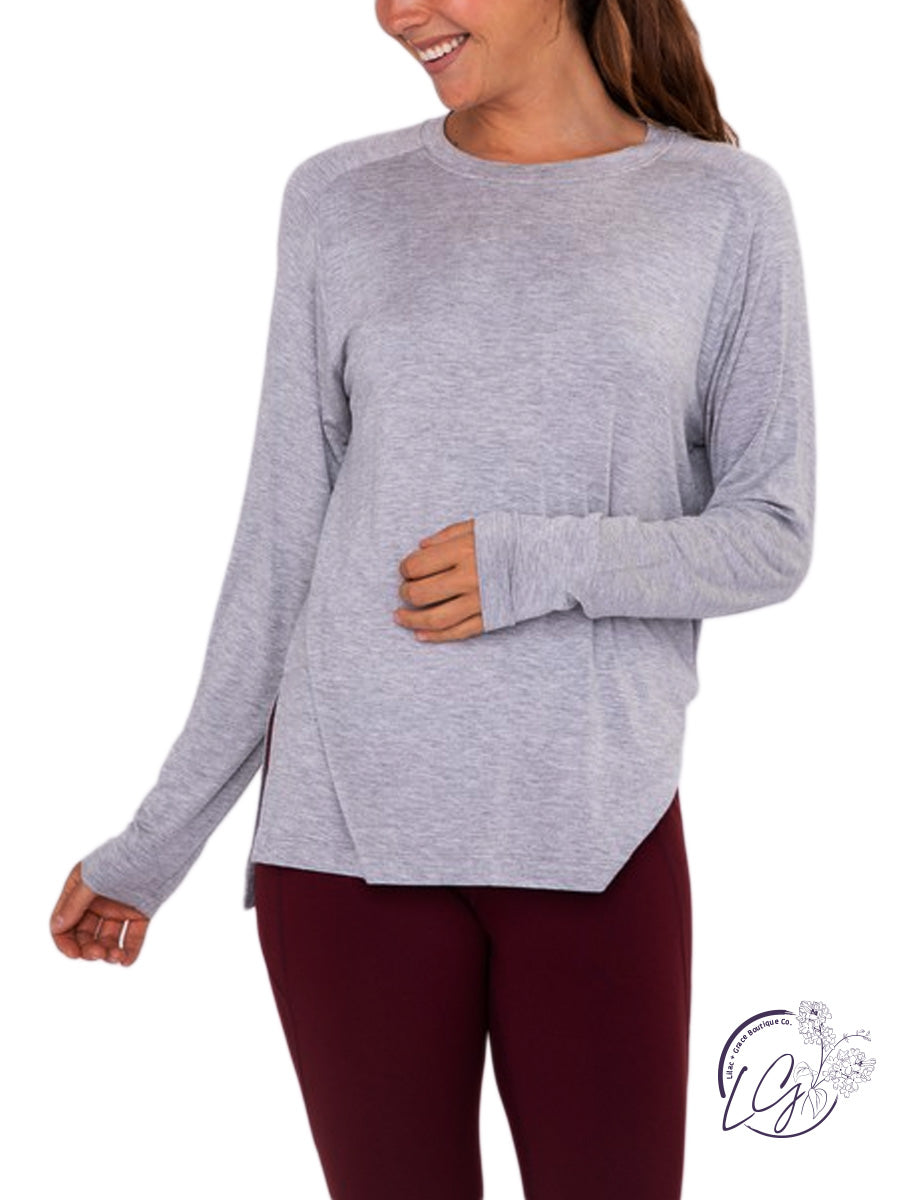 Long Sleeve Raglan Detail Top