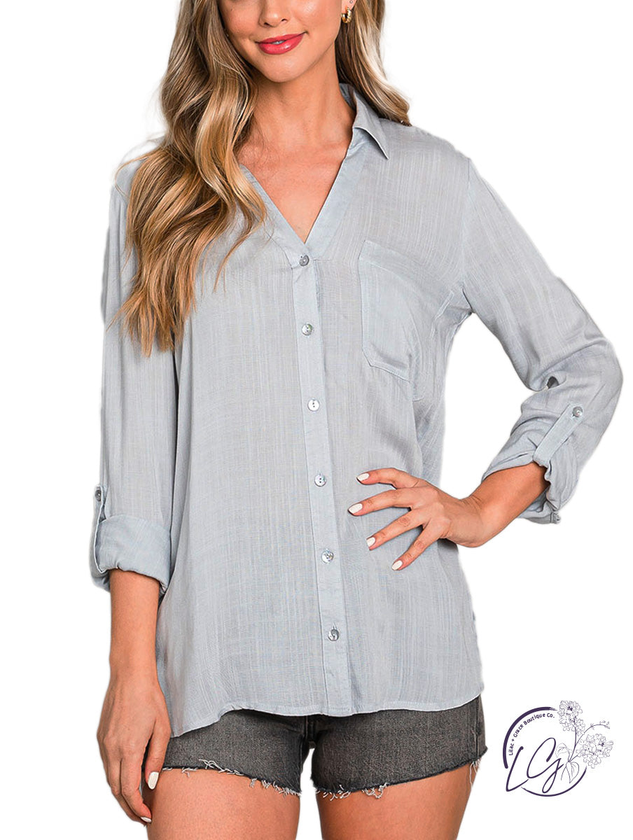 Keepin' It Casual V-Neck Button Down