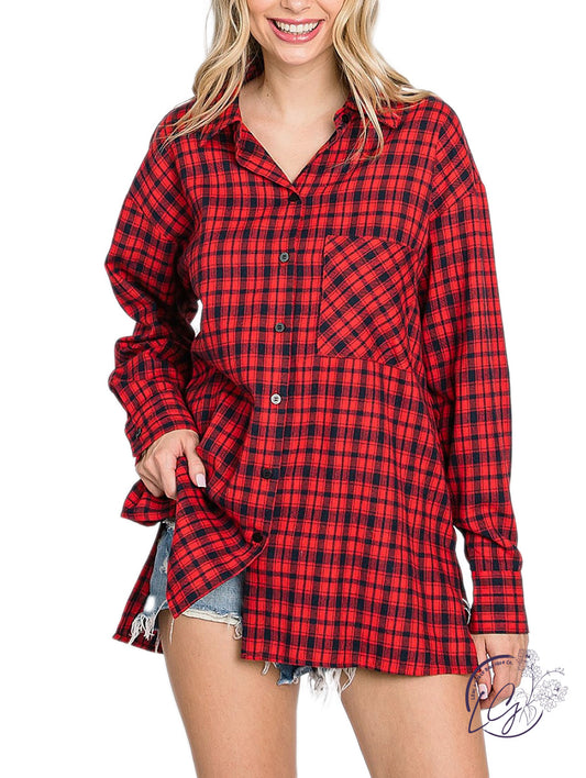 Curvy Friday Night Feeling Plaid Button Down