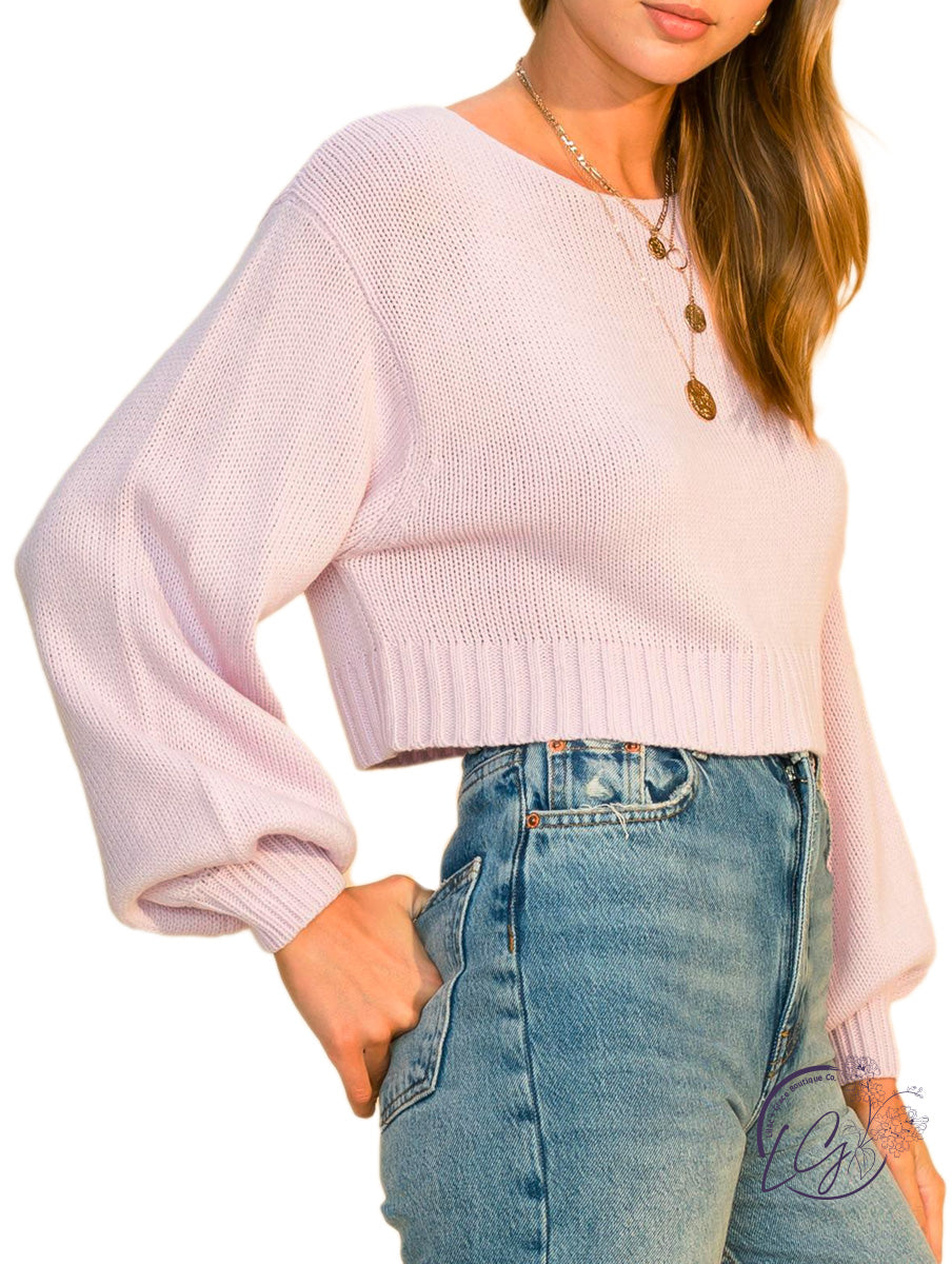 ALL TO MYSELF LONG PUFF-SLEEVE CROPPED SWEATER