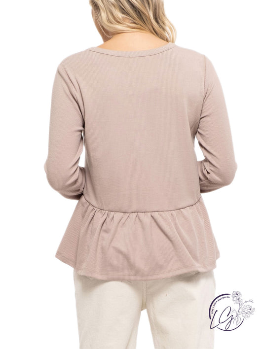 Curvy Long Sleeve Henley Top