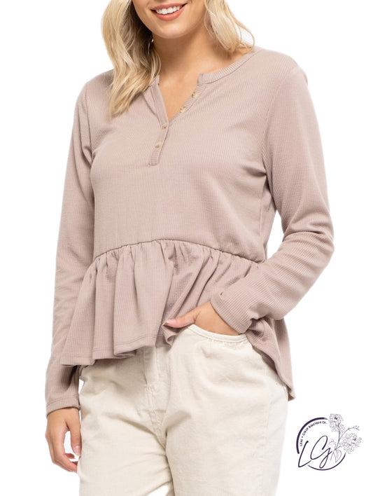 Curvy Long Sleeve Henley Top