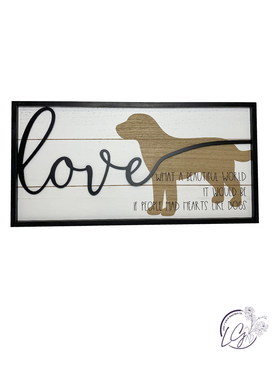 WOOD LOVE DOG SIGN