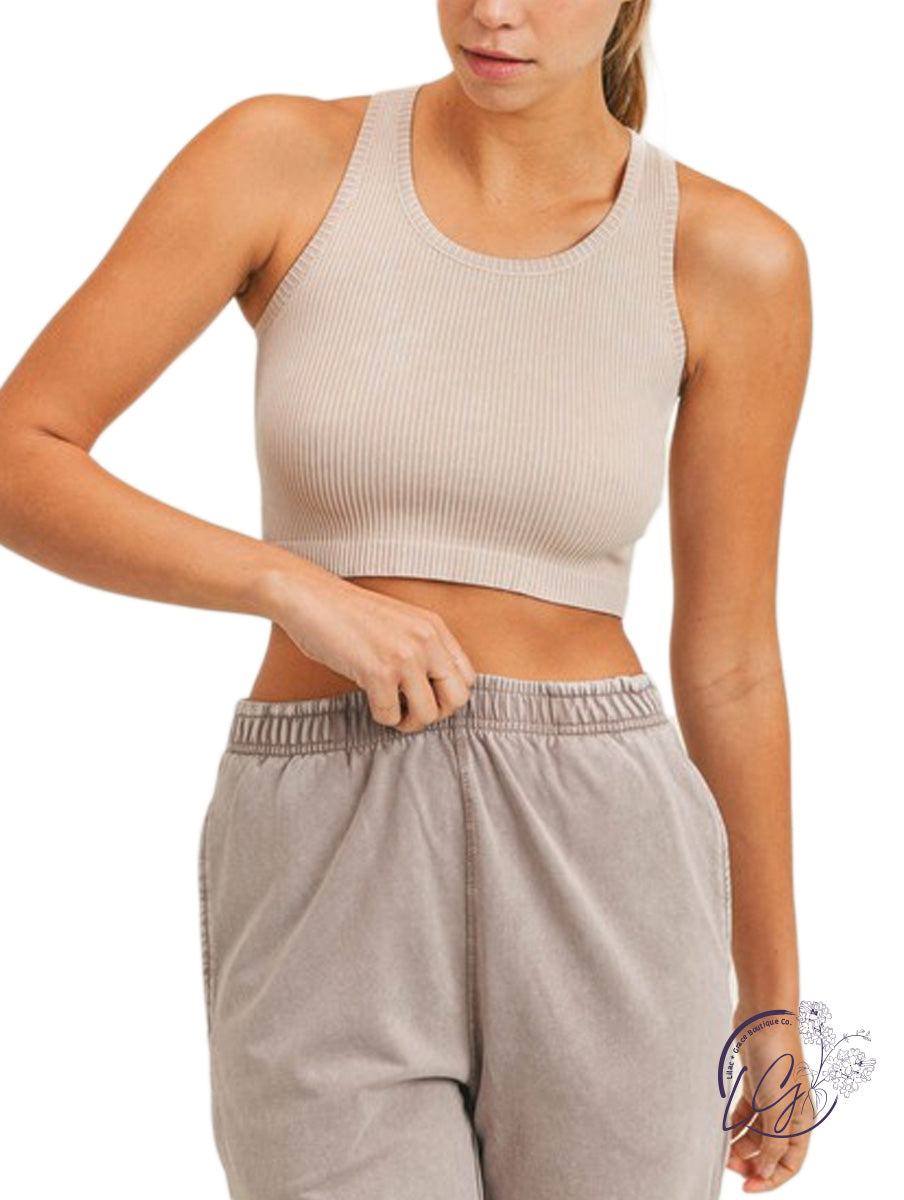 Ribbed Seamless Hybrid Cropped Tank Top