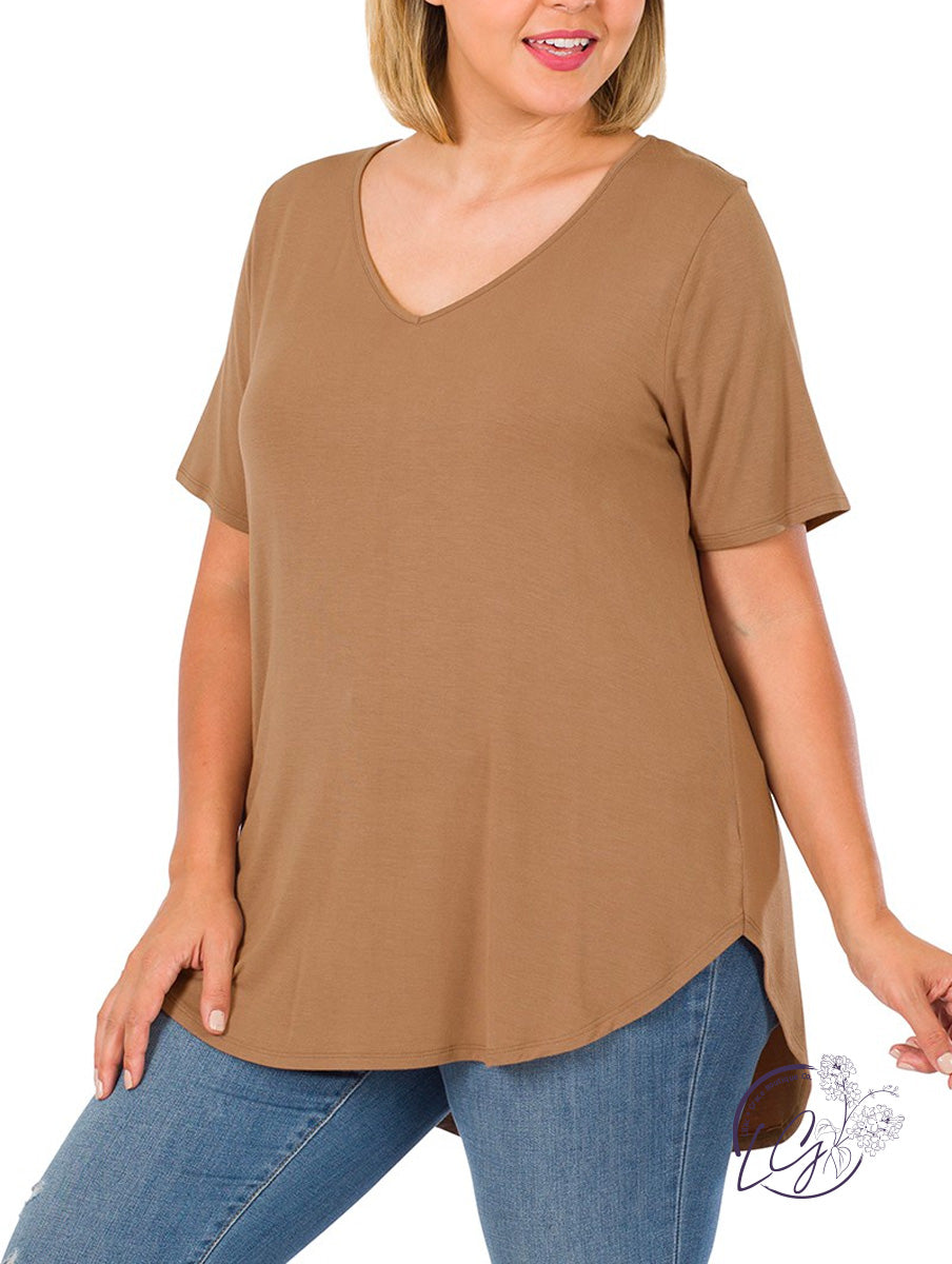 Curvy  Comfort Caress V-Neck Tee