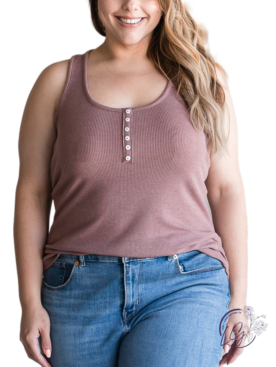 Curvy Button Ribbed Tank Top