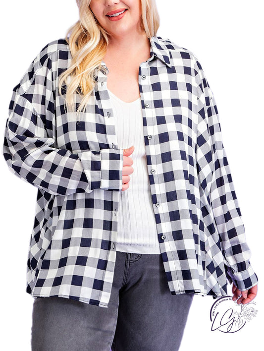 Curvy Must Have Oversized Plaid Button Down