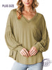 Curvy Heavenly Softness V-Neck Knit Long Sleeve