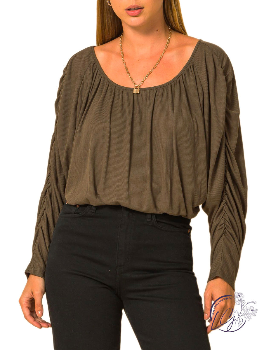 Out of The Blue Boat Neck Dolman Sleeve Blouse