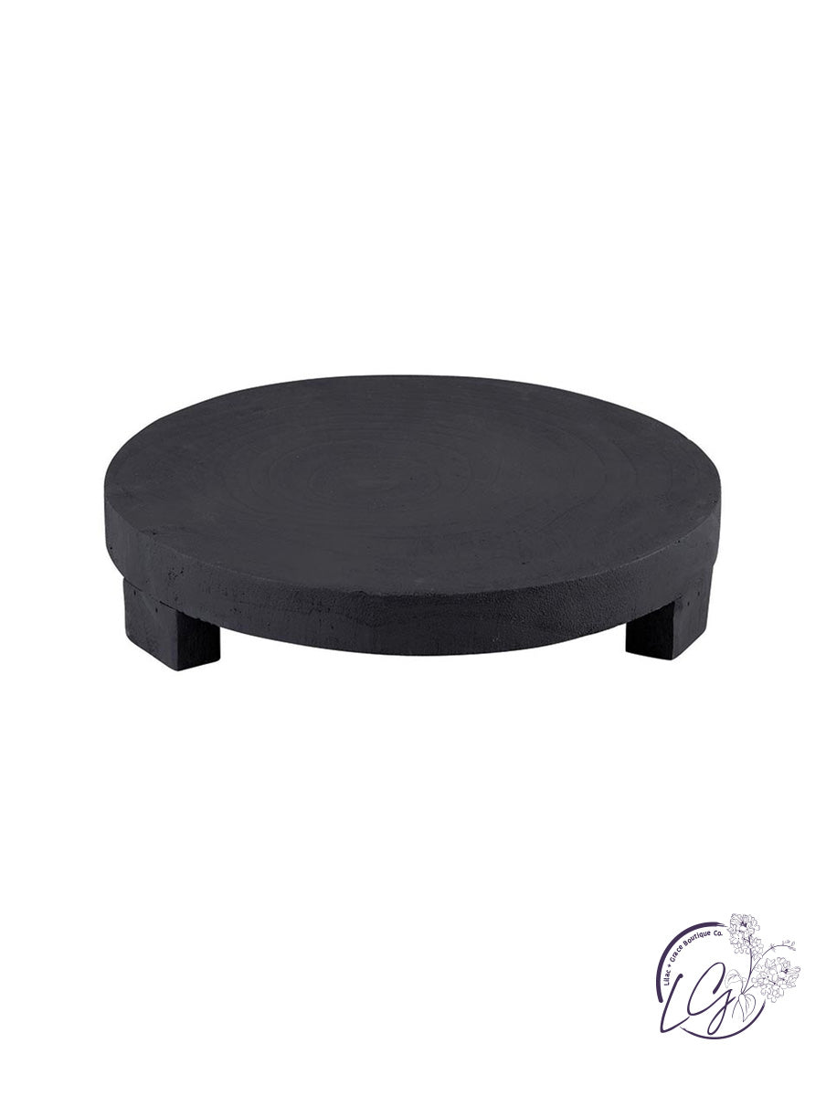 Black 12" Paulownia Pedestal Tray