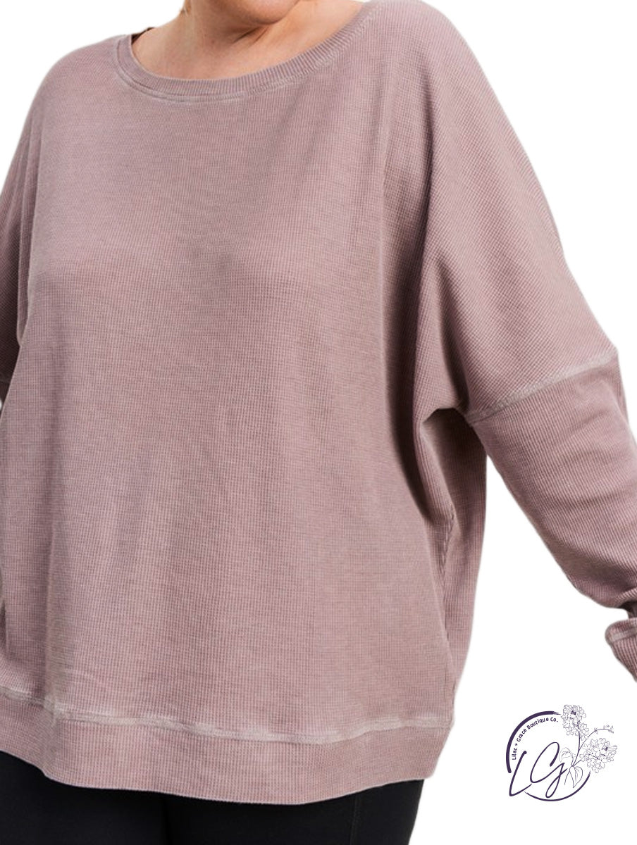 Curvy Ribbed Roundneck Pullover