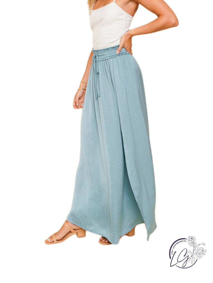 Point of Retreat Satin Split Hem Skirt