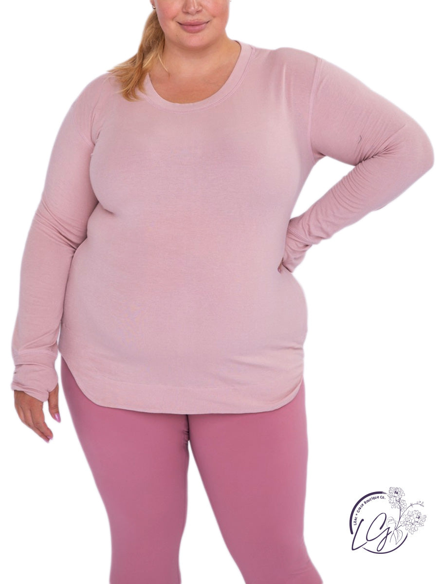 Curvy Side Swoop Long Sleeve Top