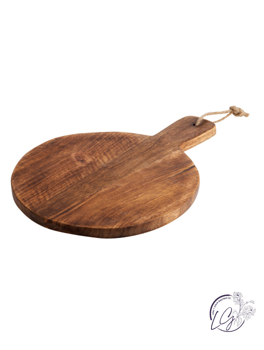 13" Dark Natural Wood Round Cutting Board