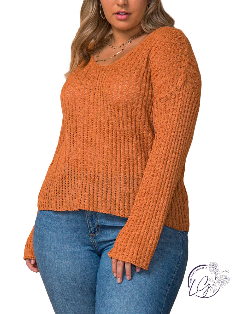 Curvy Cozy Travels Ribbed Sweater