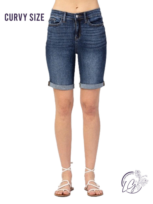 Curvy Faye High-Rise Bermuda Shorts by Judy Blue