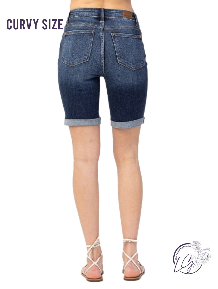 Curvy Faye High-Rise Bermuda Shorts by Judy Blue