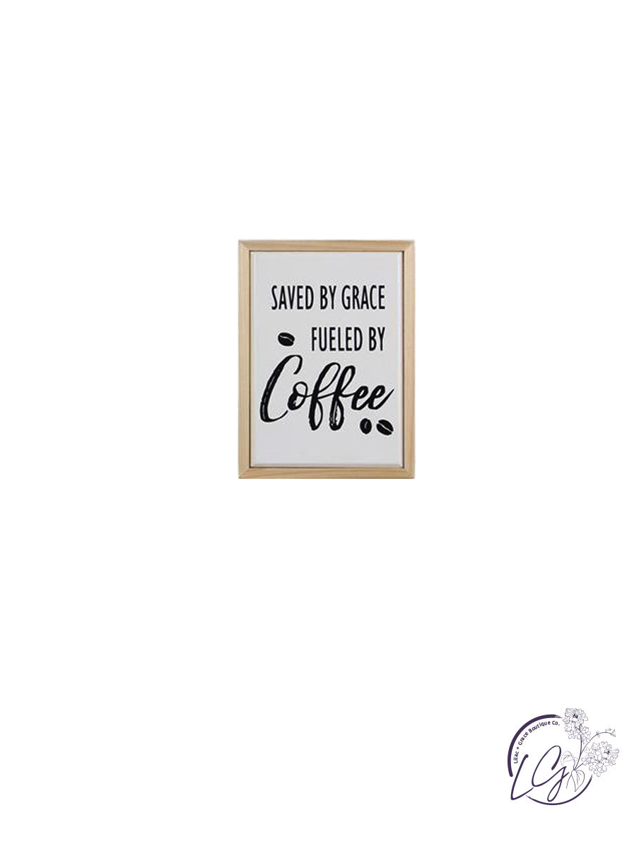 WOOD FRAMED ENAMEL FINISH COFFEE WALL SIGN