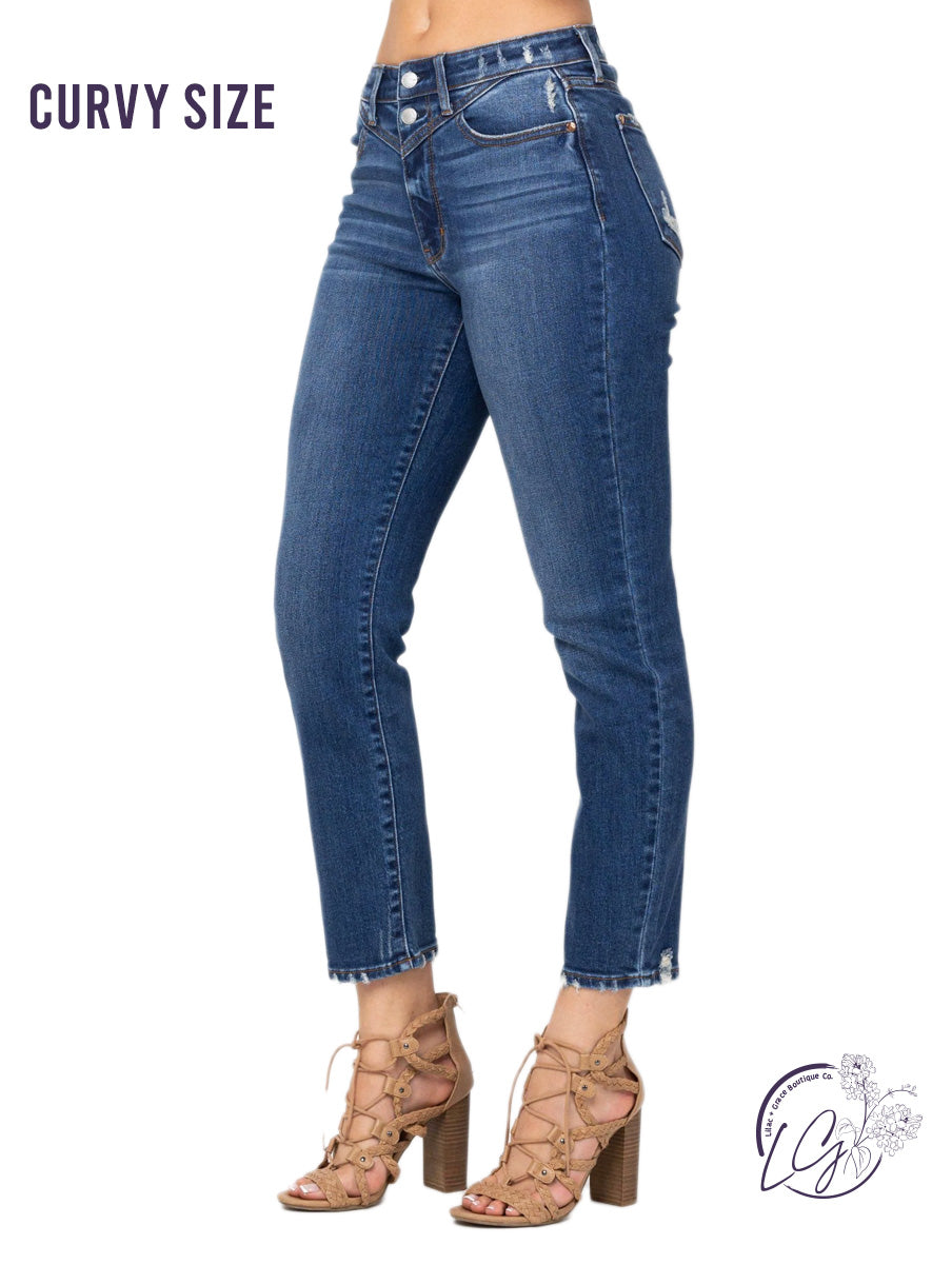 Curvy Summer High-Rise Front Yoke Slim by Judy Blue