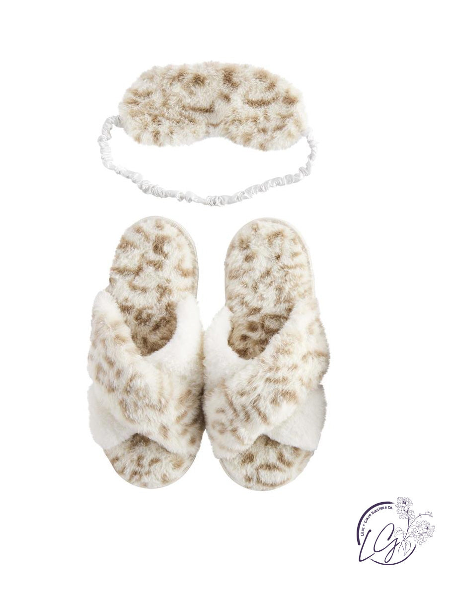 Leopard Slipper & Mask Set