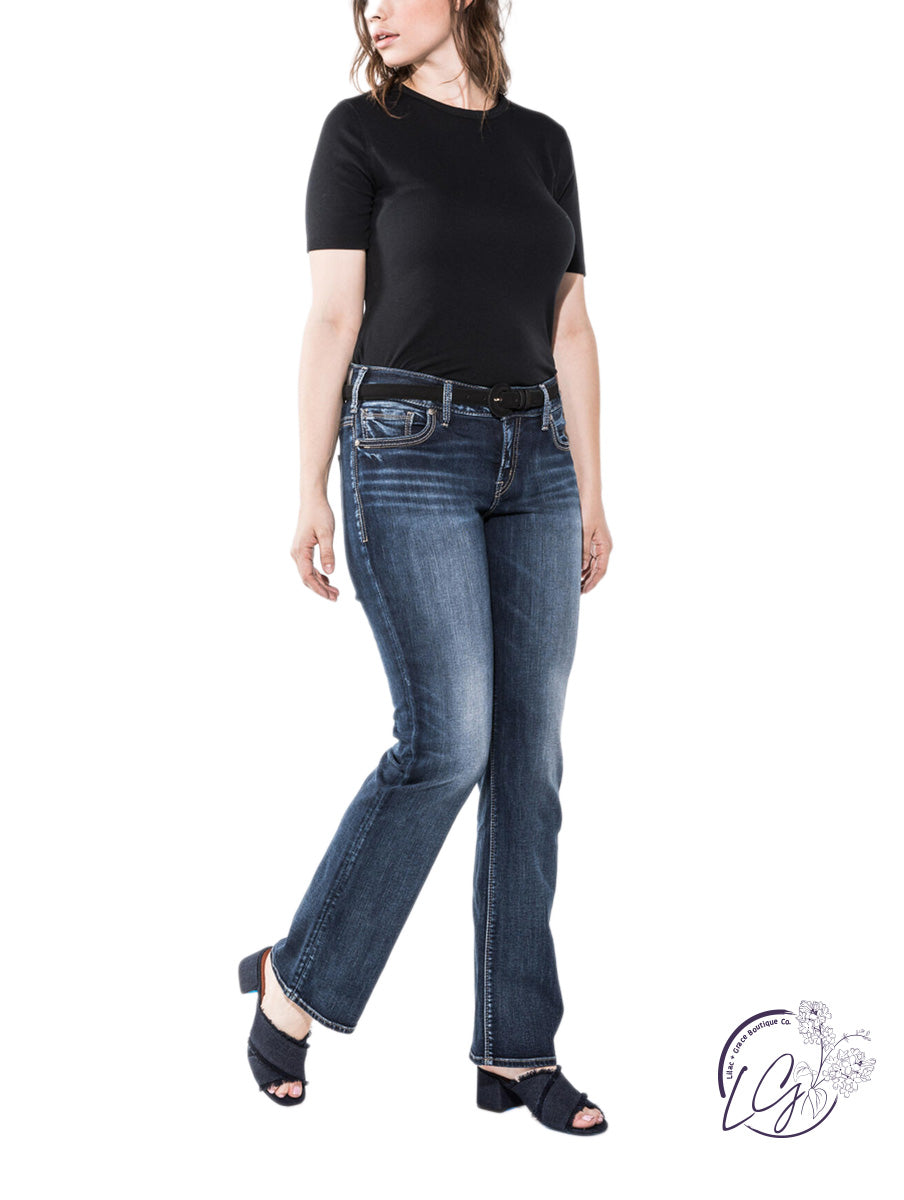 Curvy Suki Mid Rise Slim Bootcut Jeans By Silver Jeans