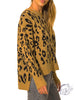 COZY ANIMAL PRINT HIGH-LOW PULLOVER SWEATER