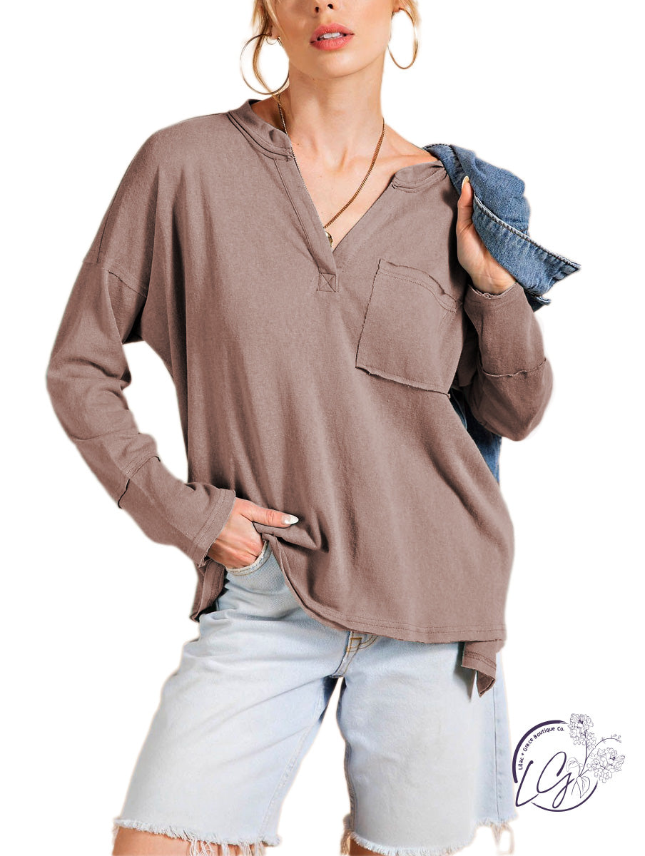 Relaxed V-Neck Lounge Top