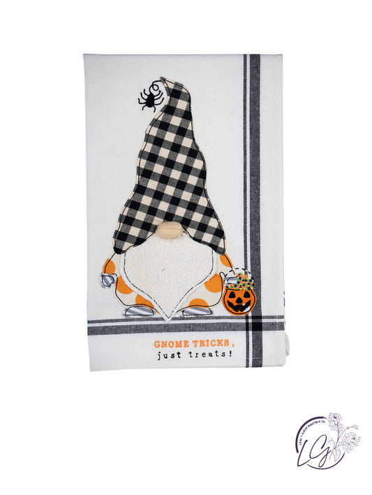 Gnome Tricks Just Treats Tea Towel