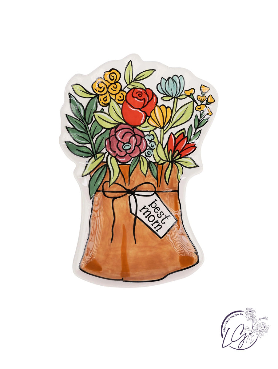 Best Mom Bouquet Trinket Tray