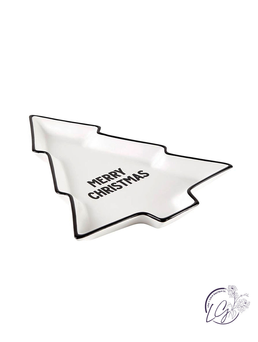 Ceramic Tree Plate - Merry Christmas