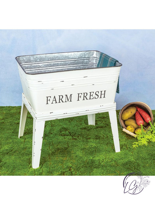 RUSTIC FARM FRESH METAL RAISED TUB