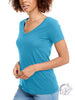 Curvy Signature Basic V-Neck Tee in Turquoise