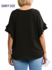 Curvy Come Prepared Ruffle Sleeve Blouse