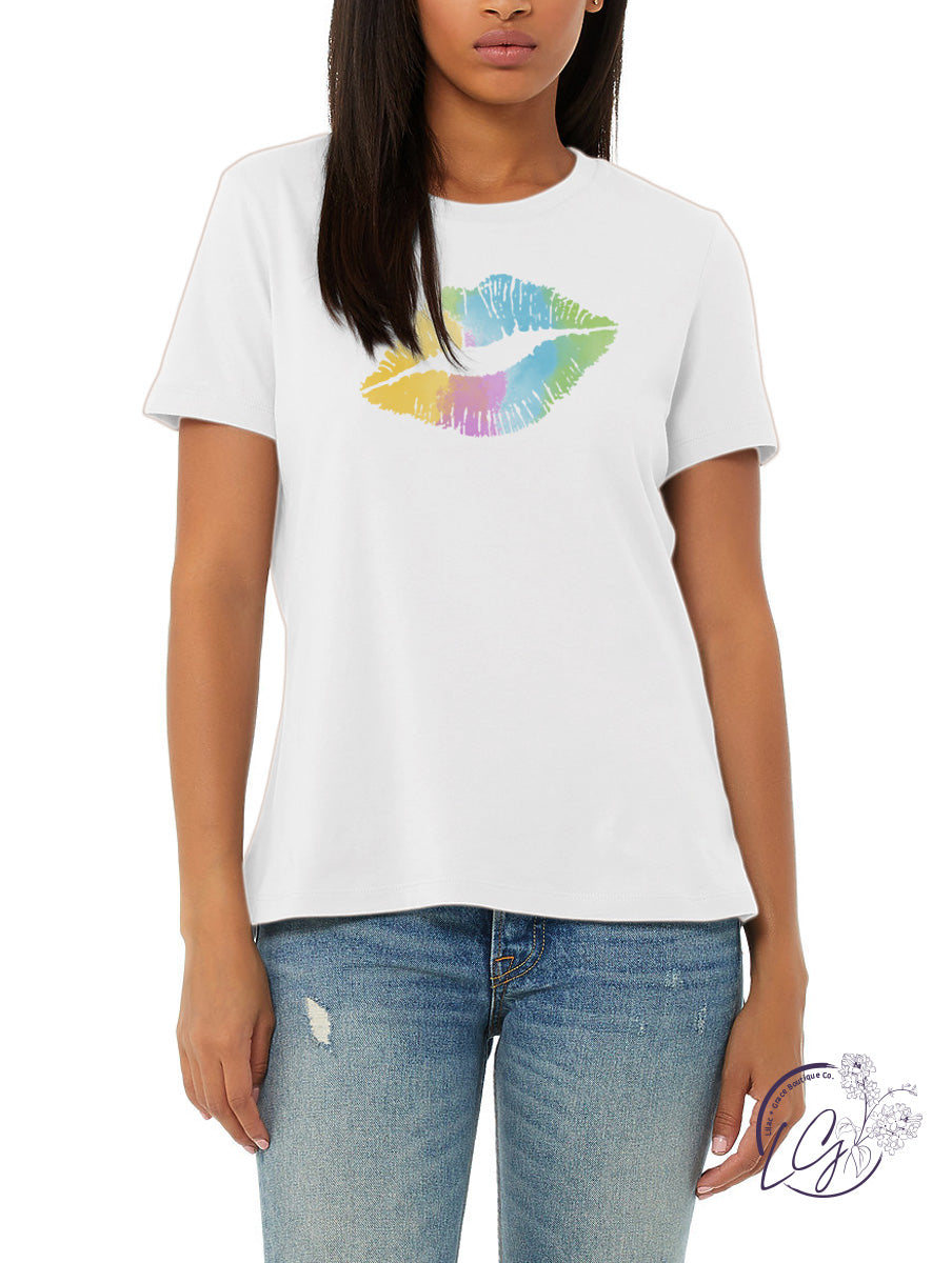 Curvy Tie-dye Cotton Candy Lips Tee