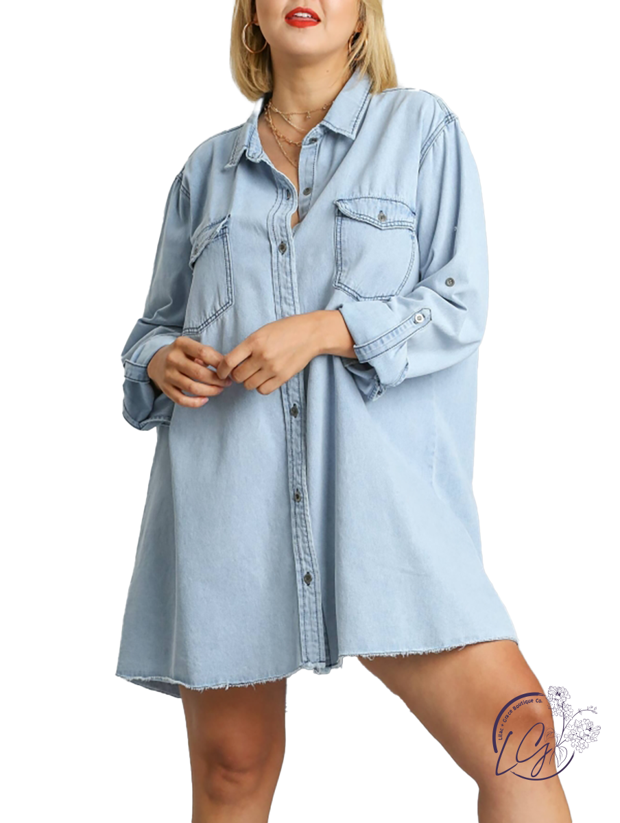 Curvy Good for Me Denim Dress Denim / XL Curvy Good for Me Denim Dress Denim / XL