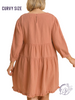 Curvy Sandy Dream 3/4 Sleeve Dress