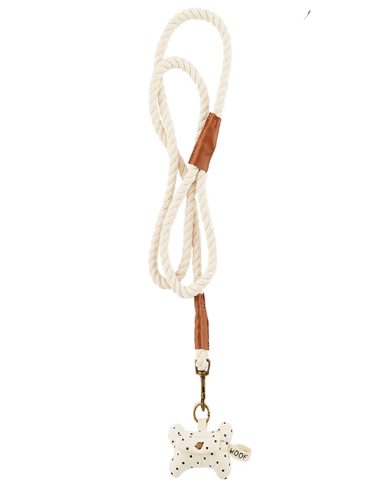 Woof Cream Leash and Bag Set