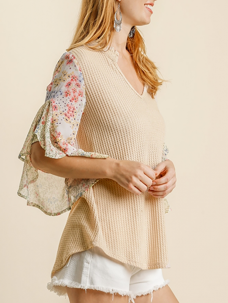 This is the Move Floral Waffle Knit Top